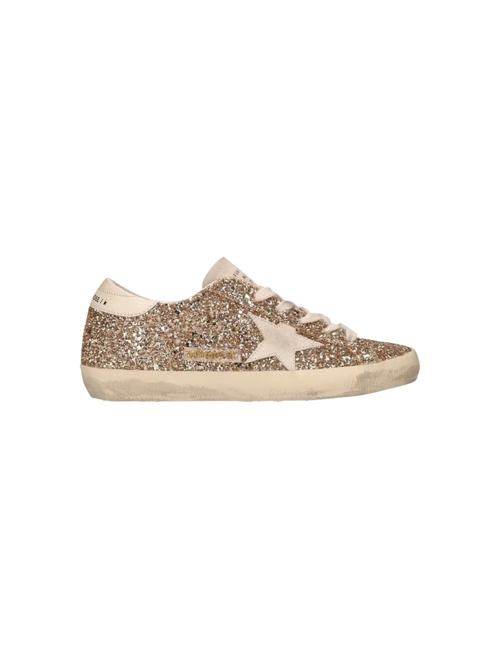 Golden Goose Super Star Gold Glitter Low-Top Sneaker size 8.5